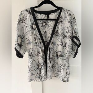 Soma Black and White Floral Blouse